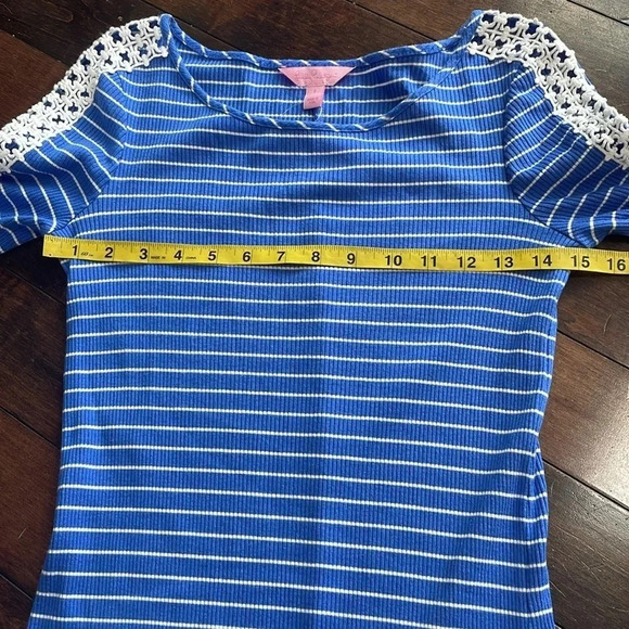 Lilly Pulitzer Marlowe Dress Beacon Blue Breeze Stripe White 3/4 Sleeve Size S - Picture 6 of 12